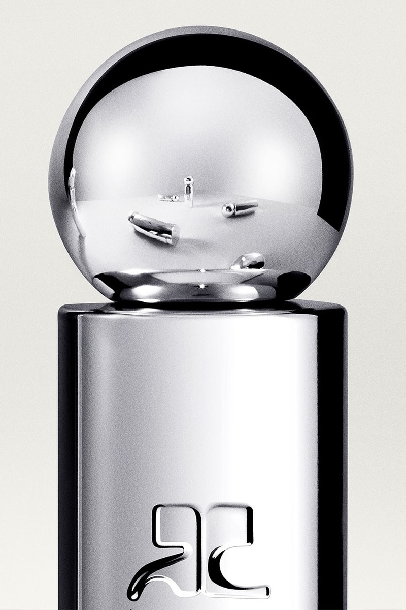 silver courrèges fragrance bottle, new perfume launch, beauty, fashion 