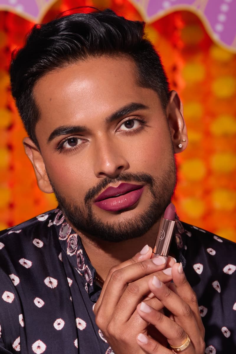 influencer aditya madiraju posing with his diwali lip kits, anastasia beverly hills, makeup 