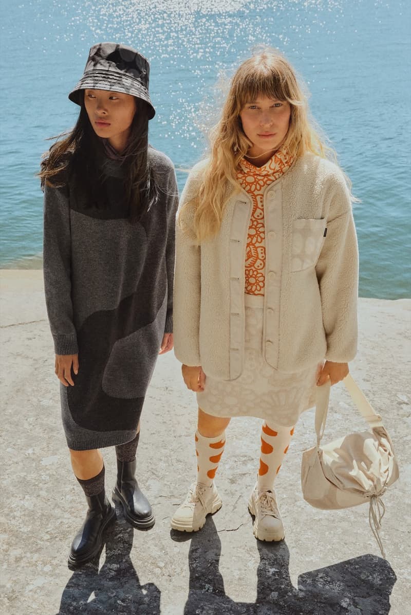 uniqlo marimekko beige furry fleece water hat graphic prints women grey jumper