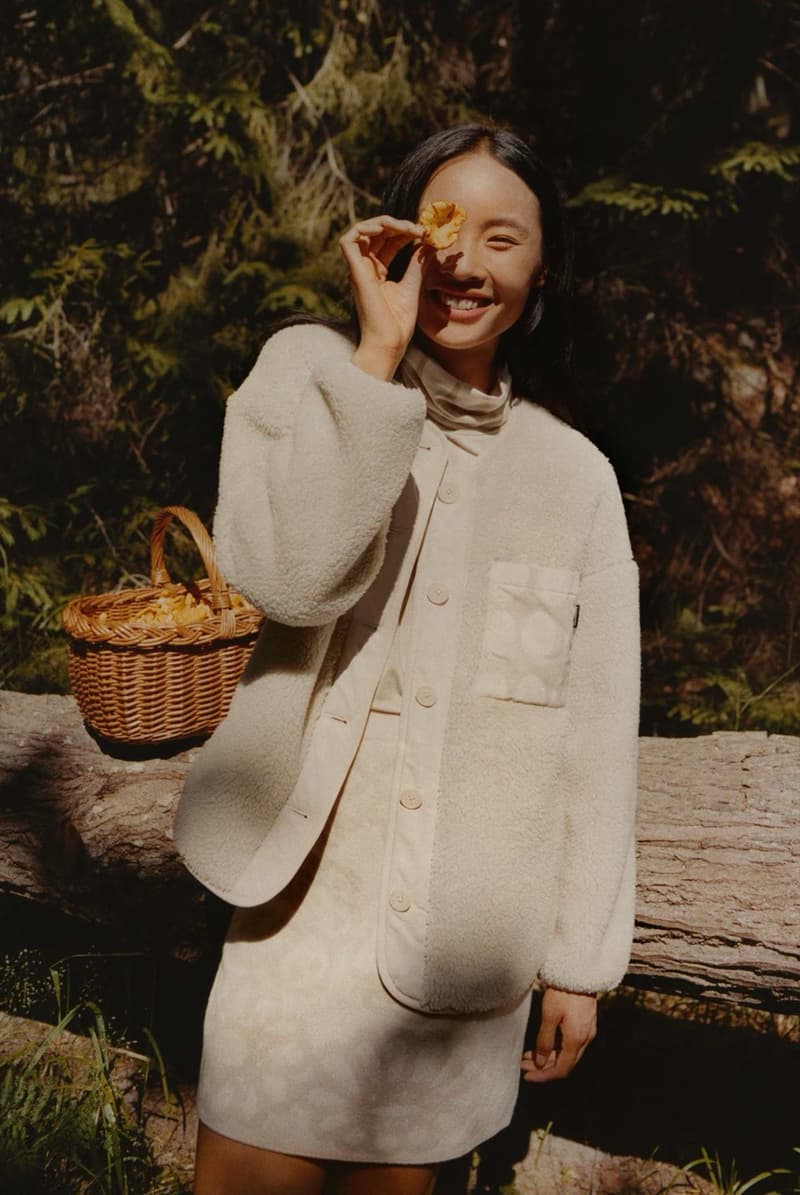 uniqlo marimekko beige furry fleece water hat graphic prints women grey jumper