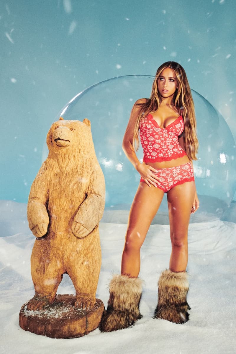 skims tate mcrae music artist girl red bodysuit lingerie underwear