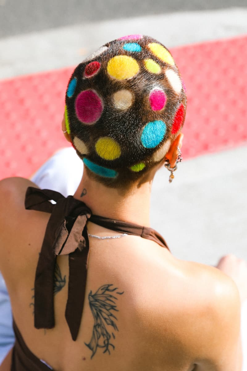 people with colorful haircuts sitting at a red table and smiling, candy crush, haircare 