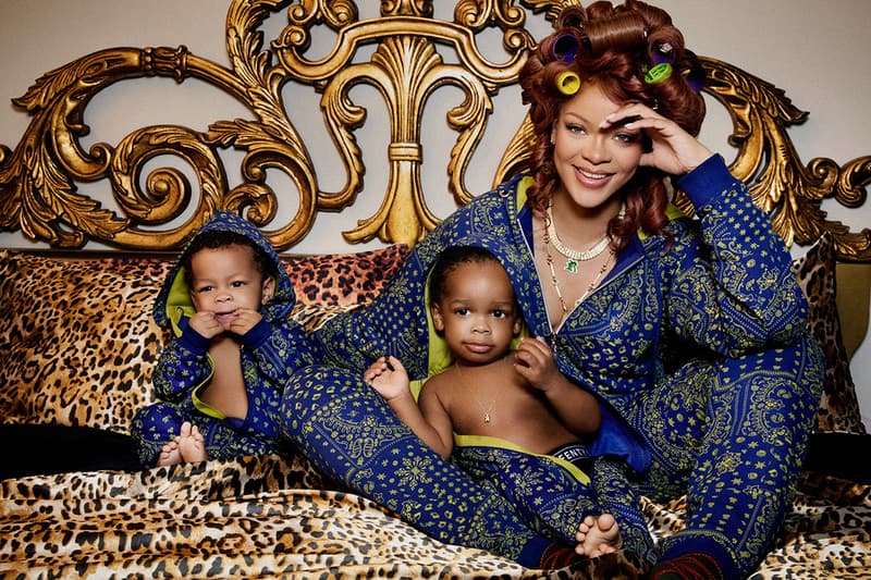 rihanna holiday pyjamas pajamas sons boys leopard print bed 