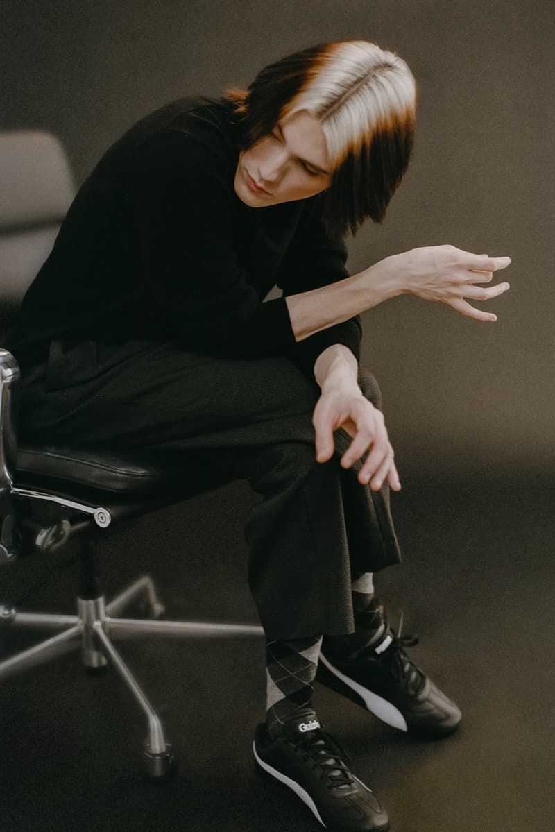 danielle guizio puma sneakers black legs woman socks body