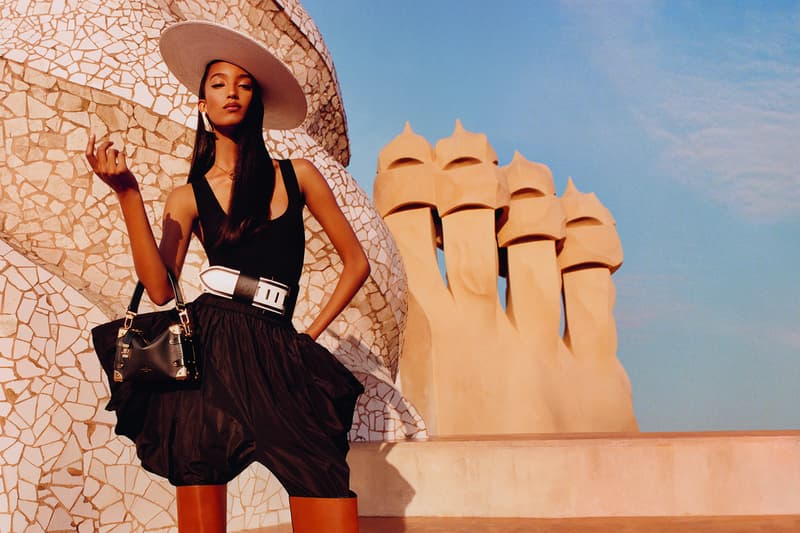 louis vuitton womens hat model blue handbag barcelona architecture