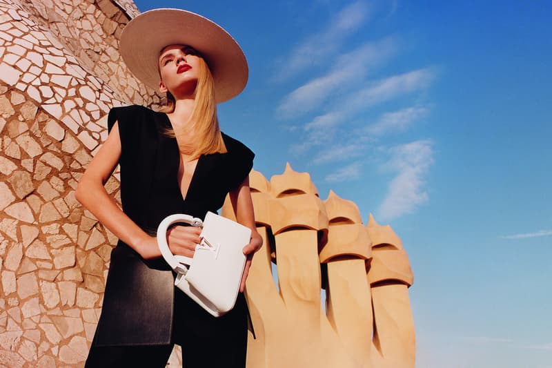louis vuitton womens hat model blue handbag barcelona architecture