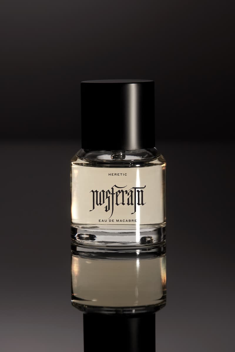 a bottle of the nosferatu perfume by heretic parfum, fragrance, lily-rose depp, aaron taylor johnson