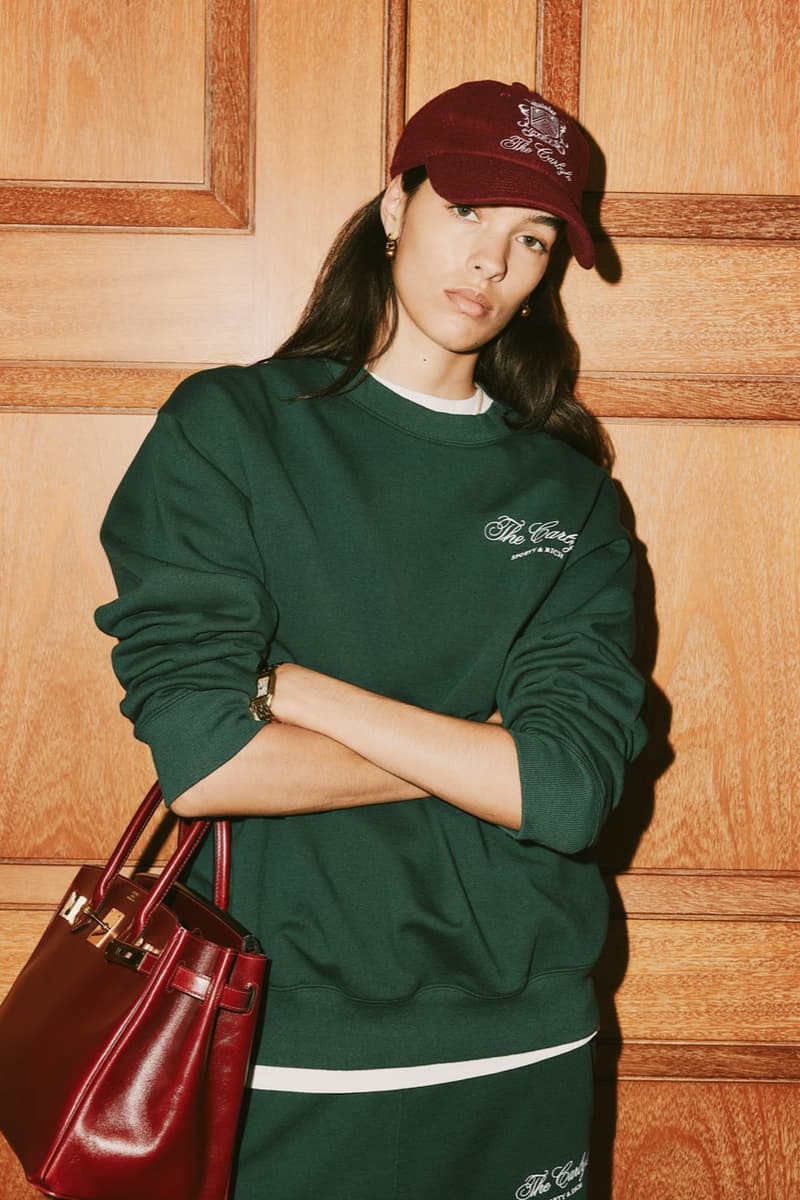 sporty rich loungewear hotel collection jumpers knitwear girl track pants green gray