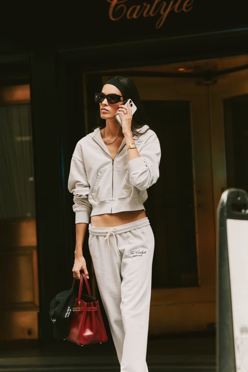 sporty rich loungewear hotel collection jumpers knitwear girl track pants green gray