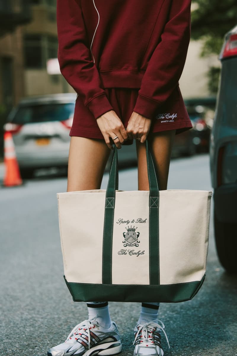 sporty rich loungewear hotel collection jumpers knitwear girl track pants green gray