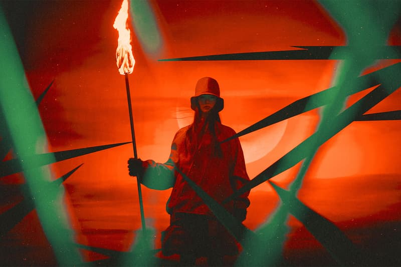 Songzio, Fall/Winter 2024, Campaigns, Mythical, Jackets, Hats, Red, White, Black