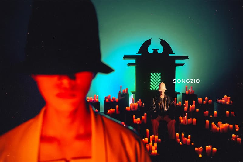 Songzio, Fall/Winter 2024, Campaigns, Mythical, Jackets, Hats, Red, White, Black