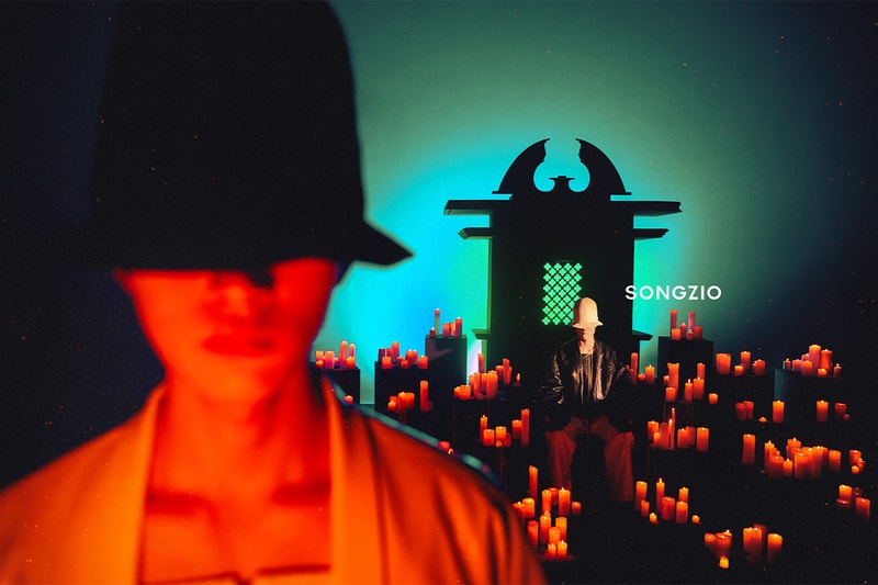 Songzio, Fall/Winter 2024, Campaigns, Mythical, Jackets, Hats, Red, White, Black