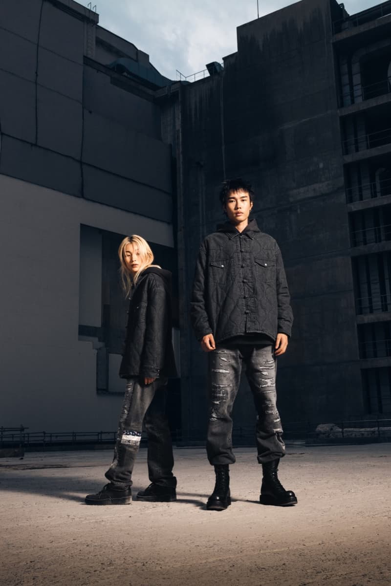 levi's clot black denim quilted padded jacket blonde girl boy