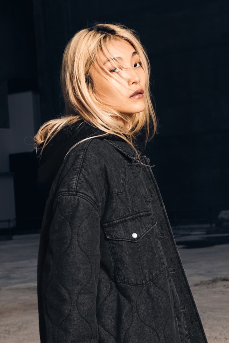 levi's clot black denim quilted padded jacket blonde girl boy