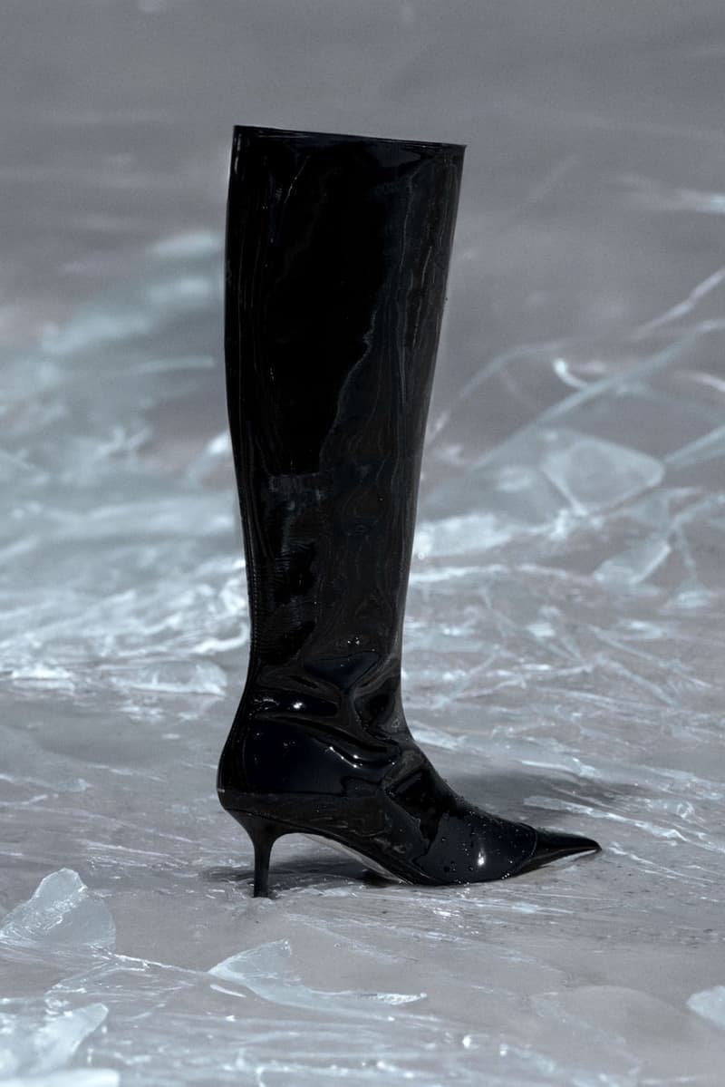 aeyde holiday festive legs tights black heeled boots strappy heels bodysuit gloves woman