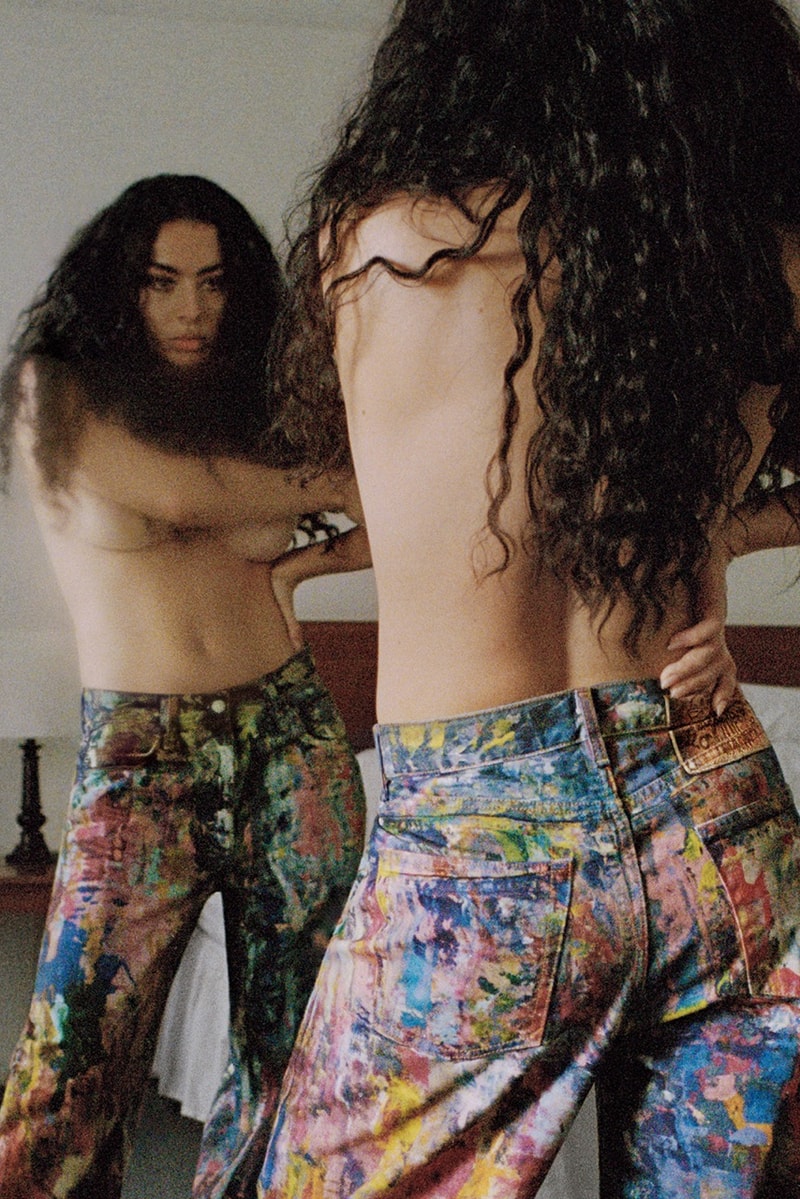 charli xcx acne studios denim jeans bags woman naked body mirror