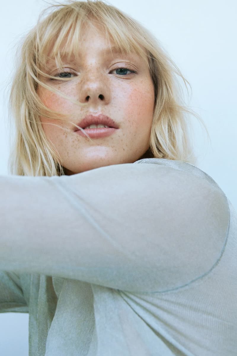 woman wearing manasi 7 new lip and eye defining pencil in the shade "nocturne," makeup, skincare, swedish beauty