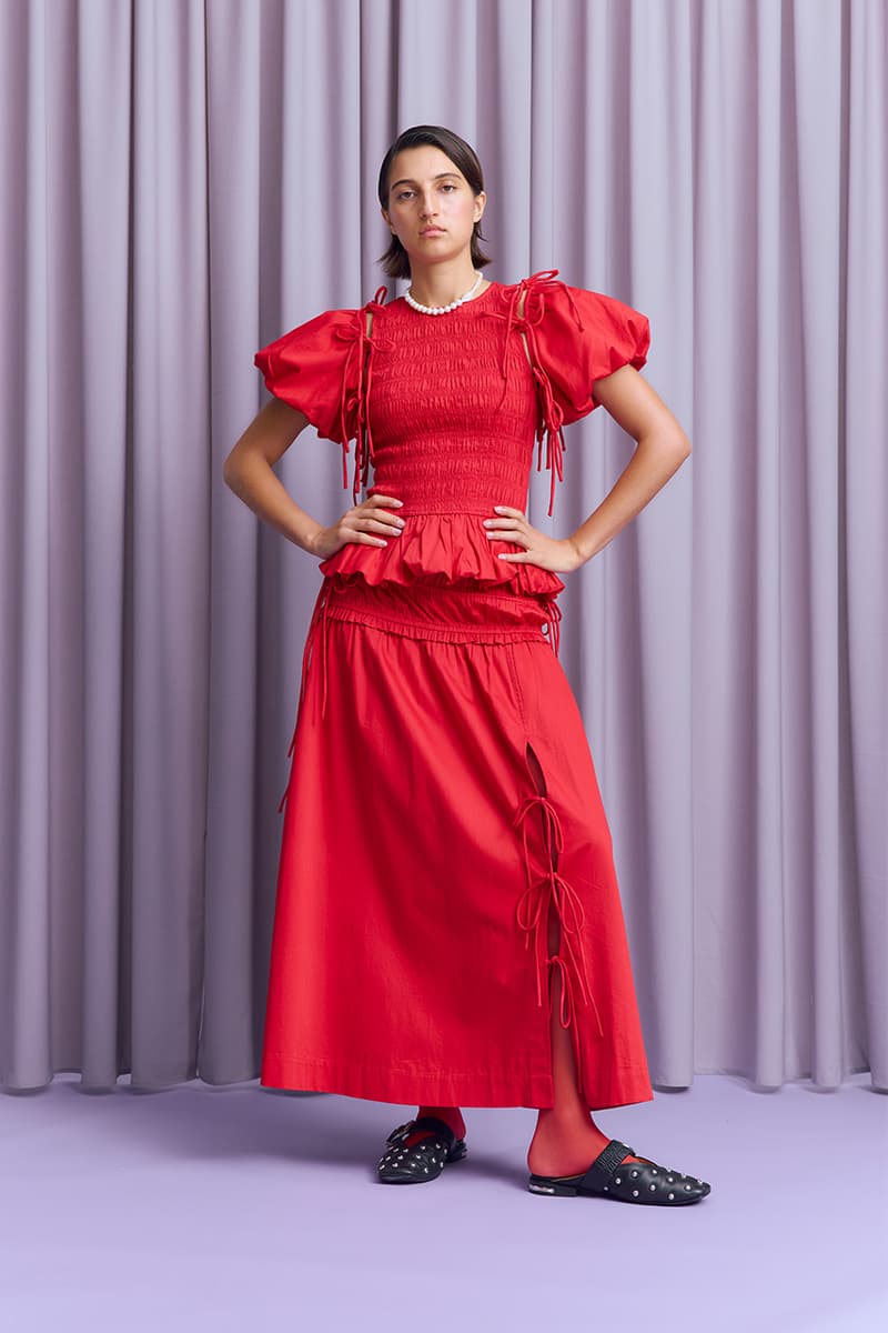 Damson Madder, Party, Knitwear, Collection, Satin, Blouse, Black, Red, Leopard Print, Bows