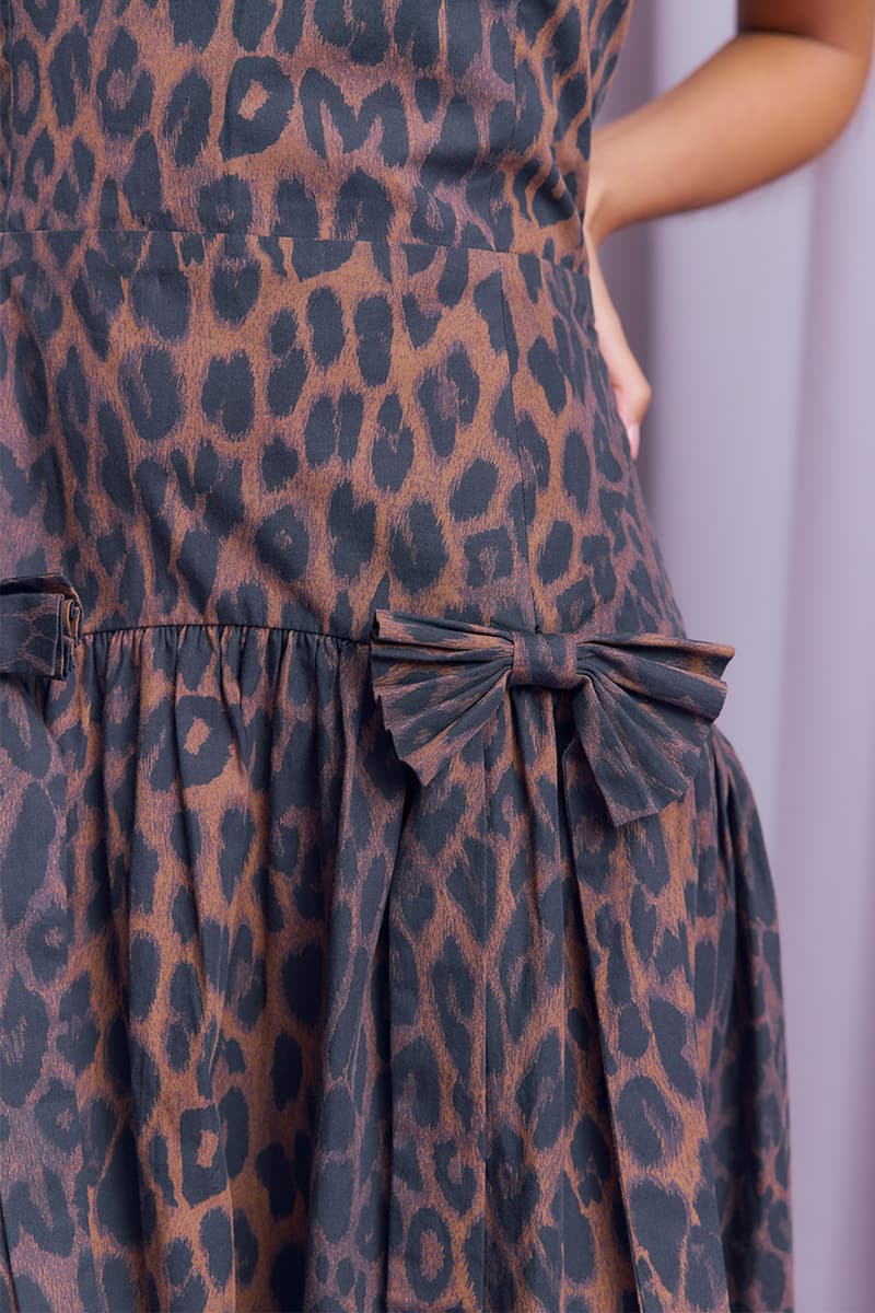 Damson Madder, Party, Knitwear, Collection, Satin, Blouse, Black, Red, Leopard Print, Bows