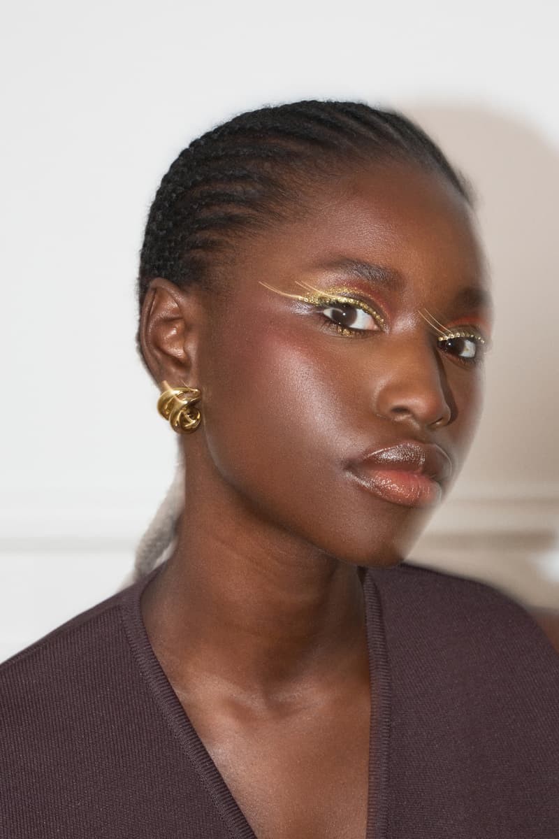 model posing with her new eye bijoux, eye jewelry, makeup, french girl beauty