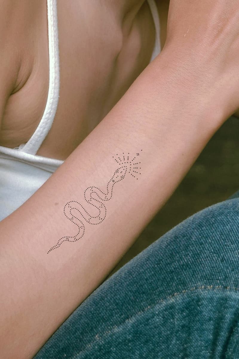 woman wearing wellness patch from barriére collaboration with bluestone babe, tattoo patch, vitamins, beauty 