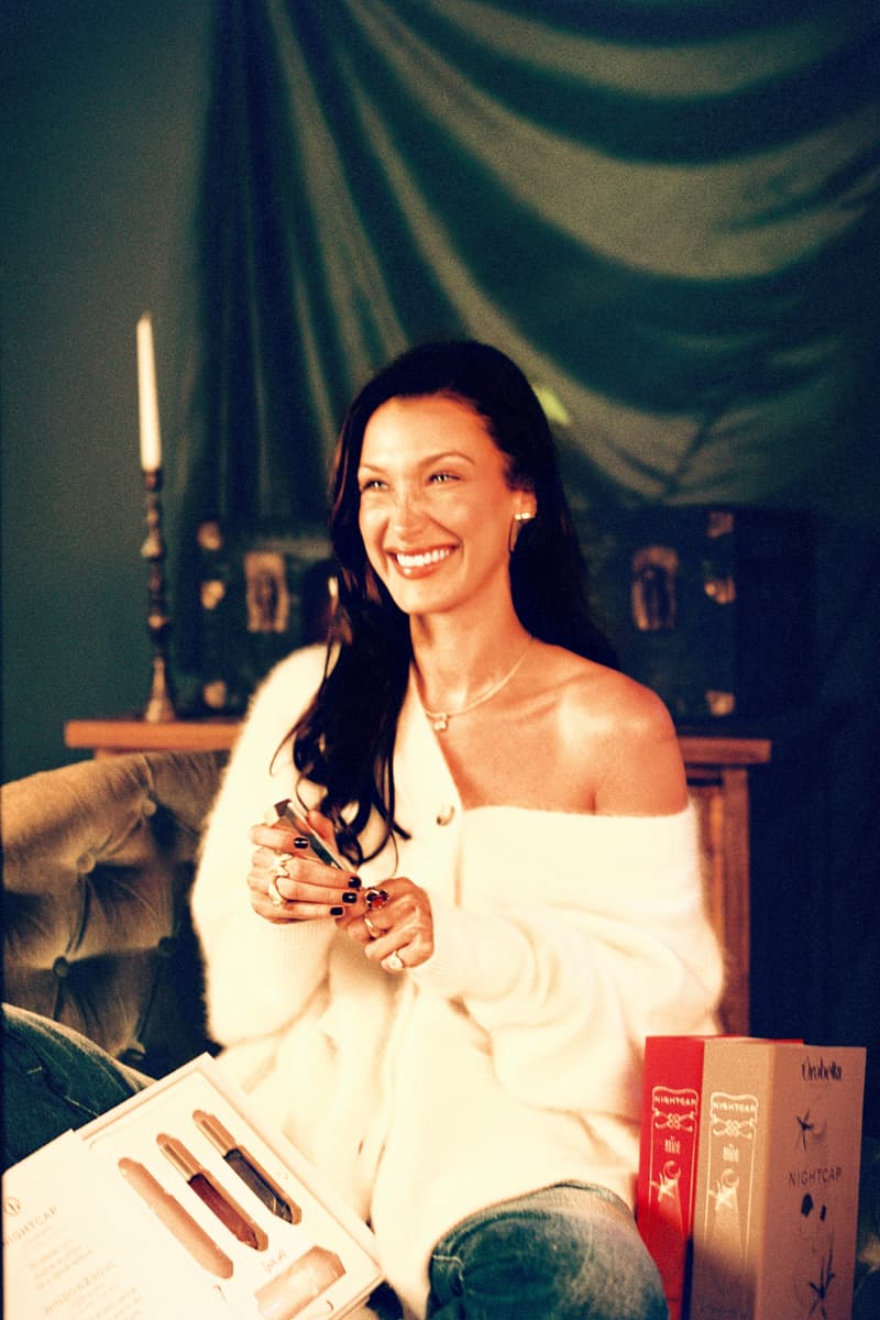 bella hadid with nightcap holiday gift gift, fragrance, perfume, fashion, modeling