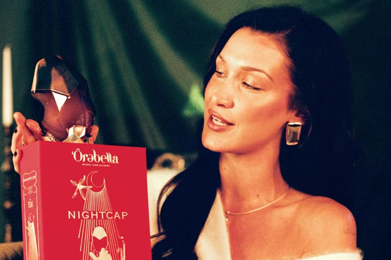 bella hadid with nightcap holiday gift gift, fragrance, perfume, fashion, modeling