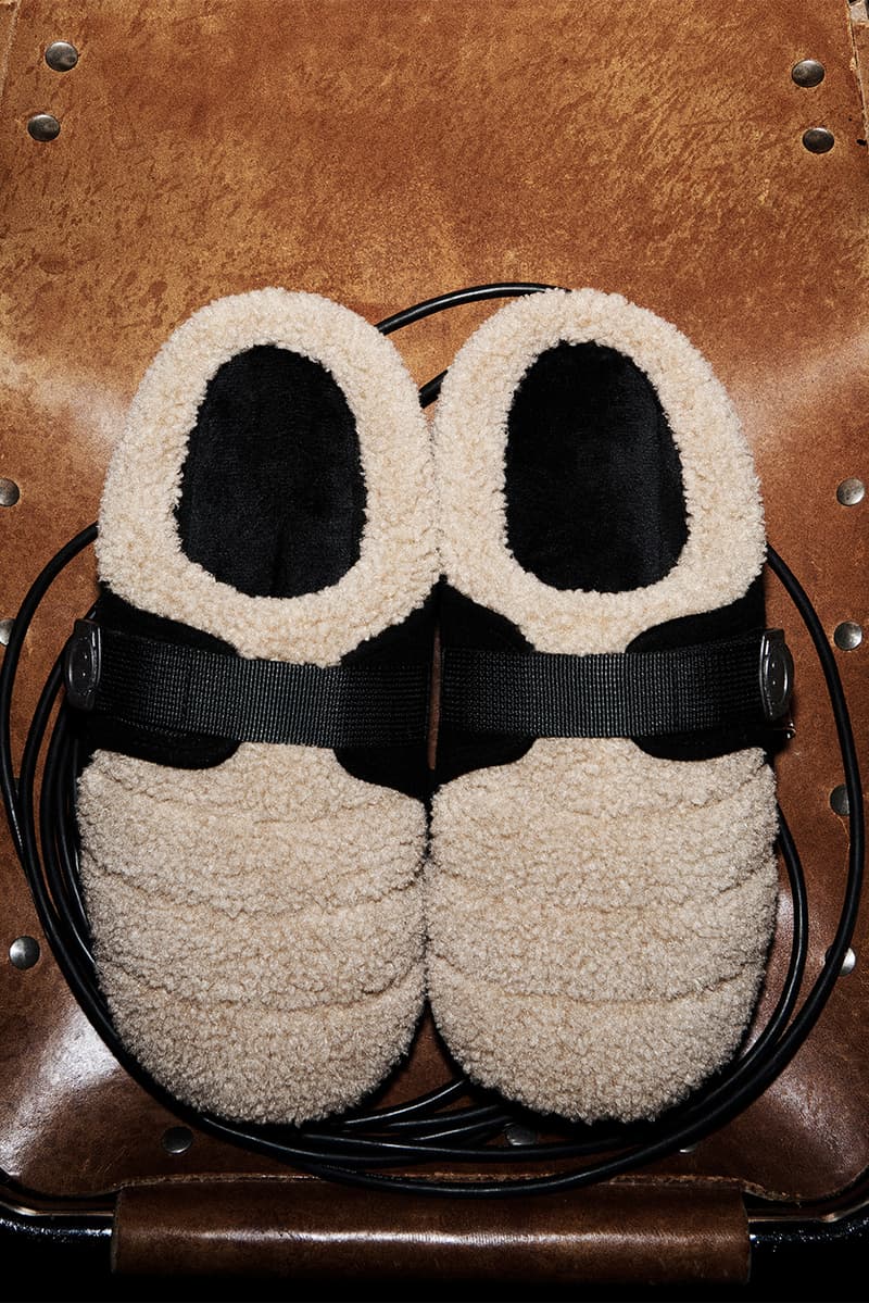 apc subu slippers japanese sandals shearling fur black fuzzy cosy slip on shoe green