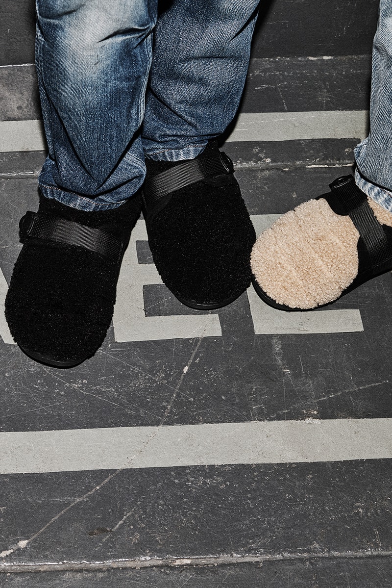 apc subu slippers japanese sandals shearling fur black fuzzy cosy slip on shoe green