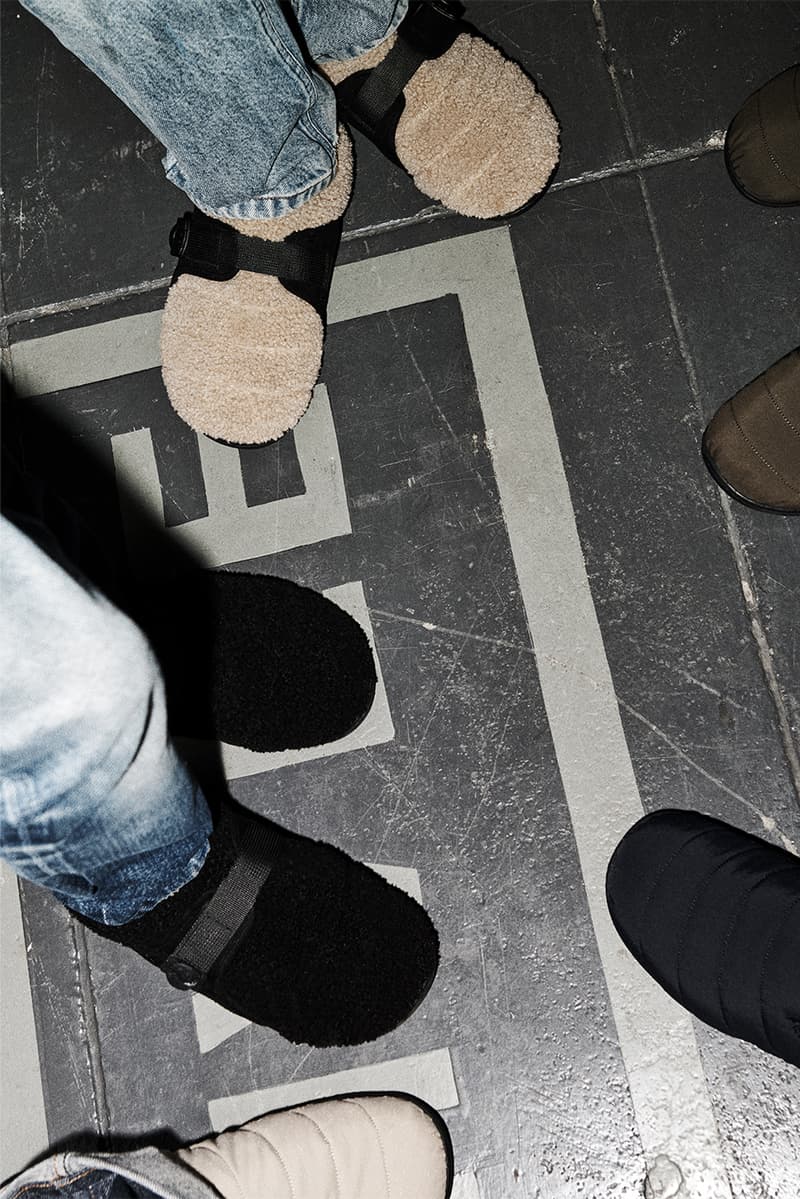 apc subu slippers japanese sandals shearling fur black fuzzy cosy slip on shoe green