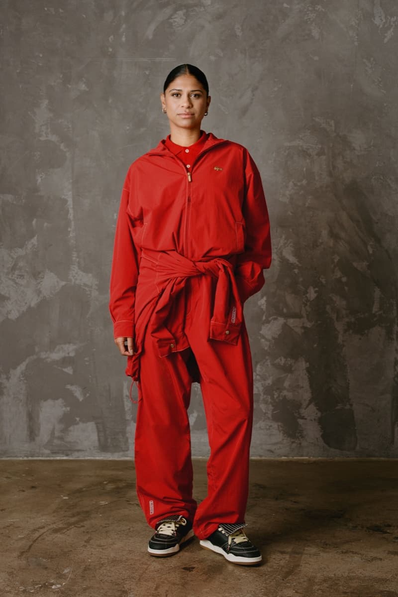 lacoste red track top woman clothing black leather