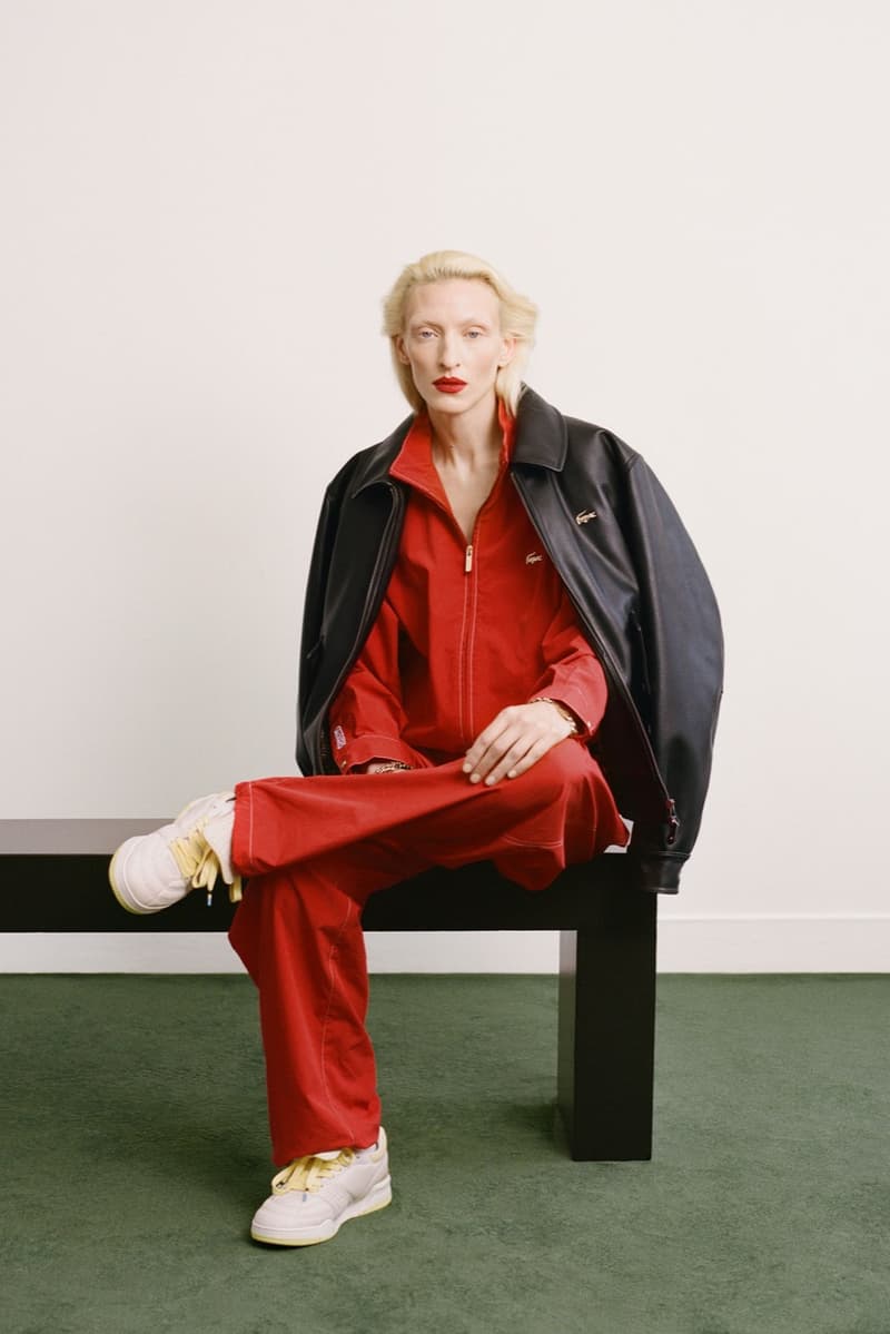 lacoste red track top woman clothing black leather