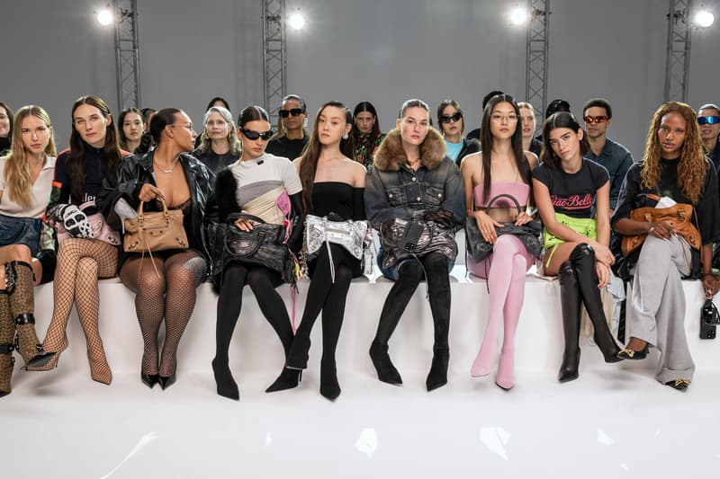 balenciaga fashion front row city bag paloma elsesser devon lee carlson models