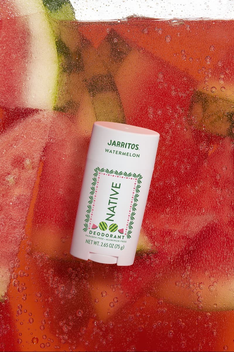 jarritos and native deodorant spread on a table with oranges and a cocktail, body care, beverages