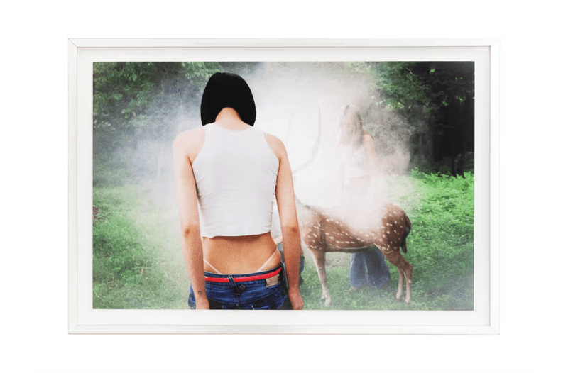 heaven marc jacobs art exhibition los angeles girl thong painting deer animal nature