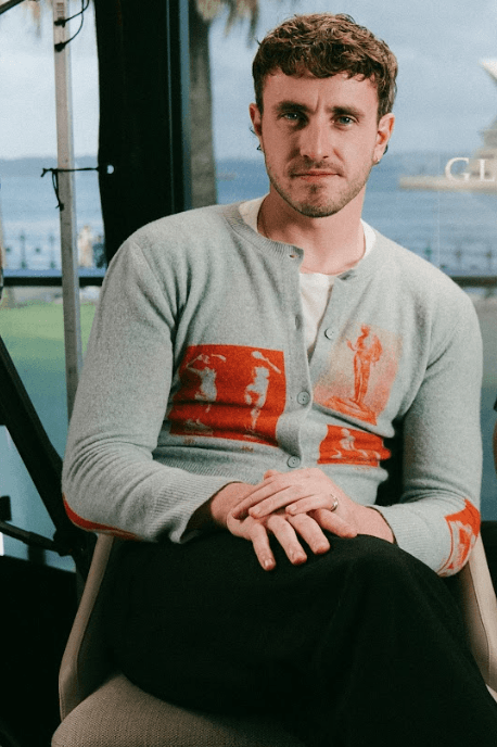 paul mescal actor gladiator wool cardigan tiny grey