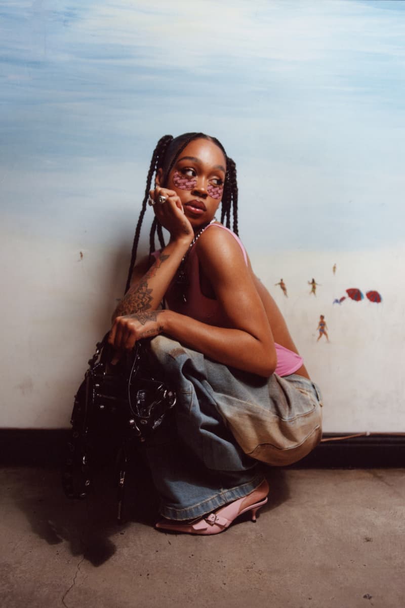 woman with braids wearing topicals "cognac" undereye mask, skincare, beauty