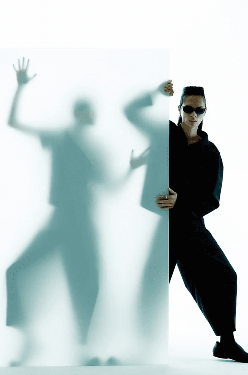 ader error campaign futuristic hair makeup red lip black eyeliner blonde