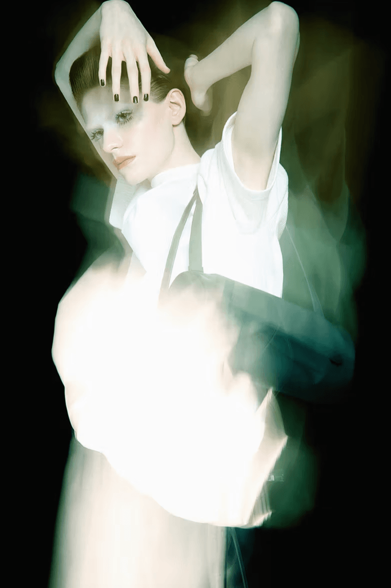 ader error campaign futuristic hair makeup red lip black eyeliner blonde