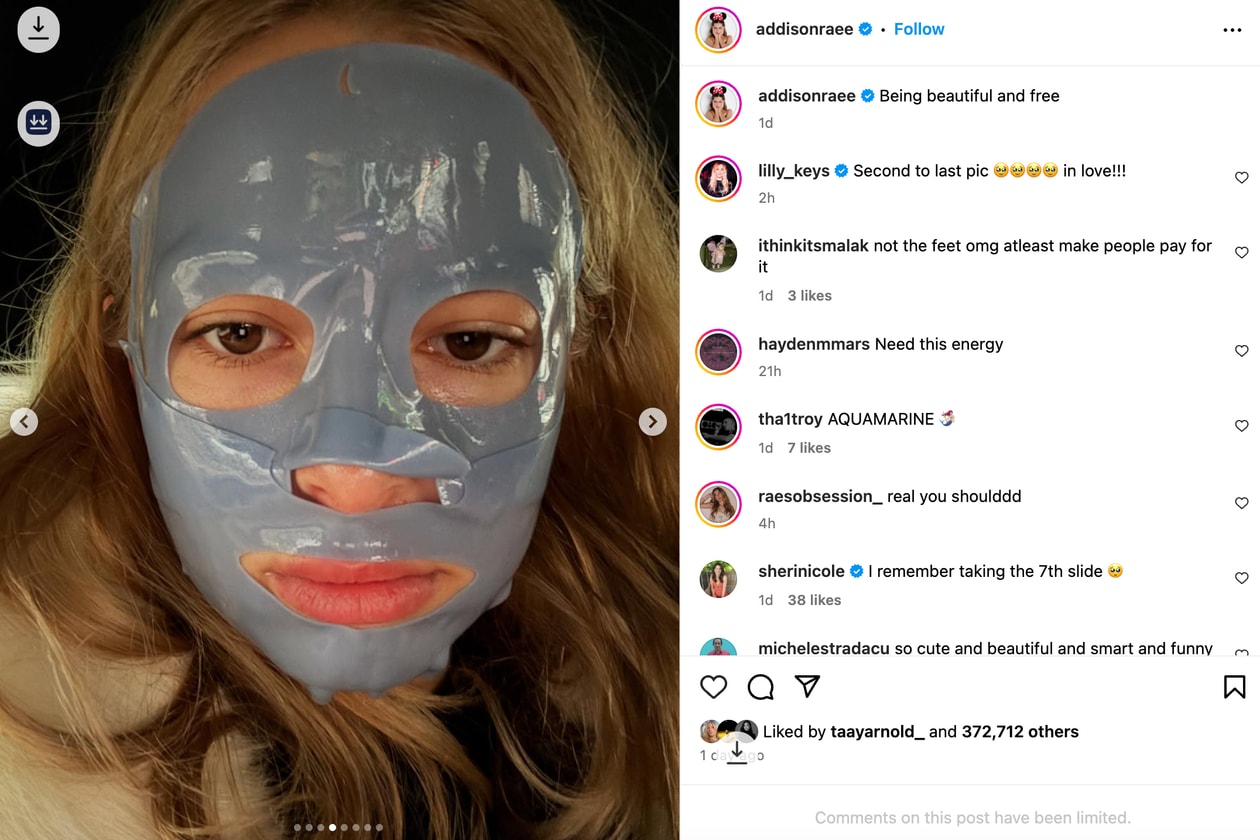 addison rae at awards show, 111skin, skincare, face mask