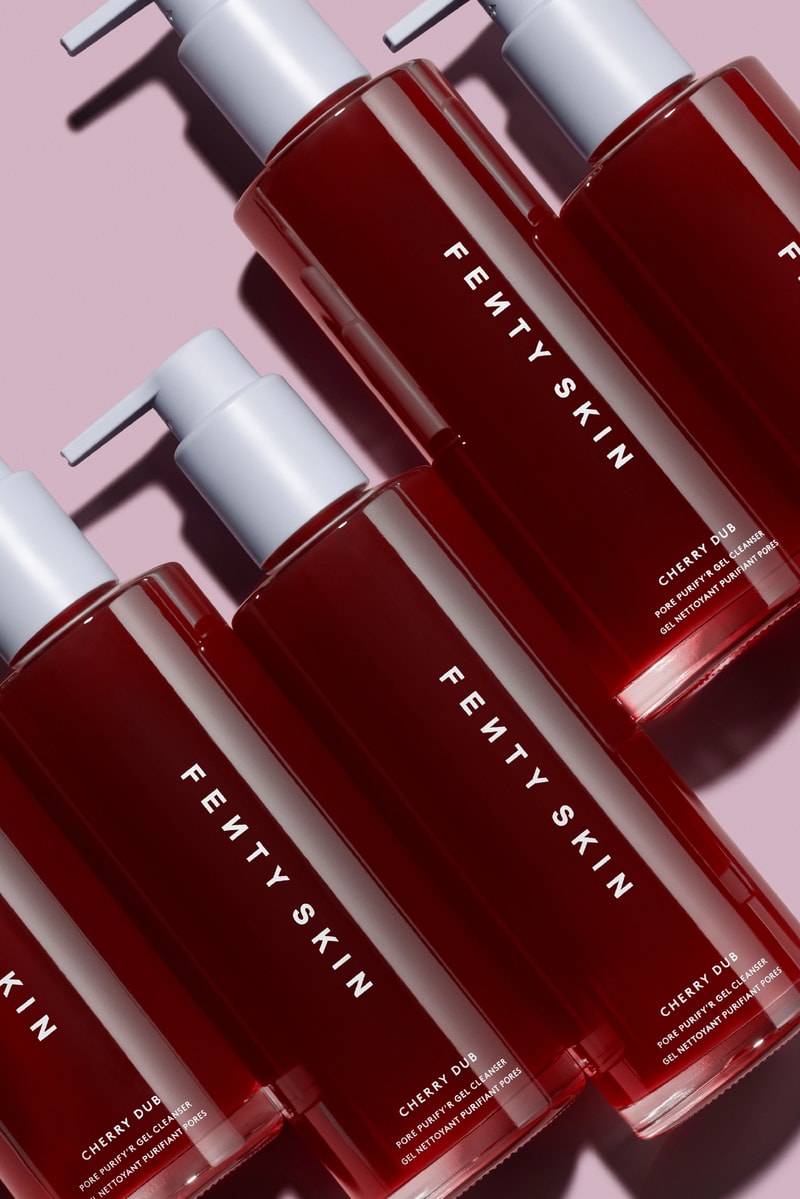 rihanna washing her face with the new fenty skin cherry dub pore purify'r gel cleanser, skincare, beauty