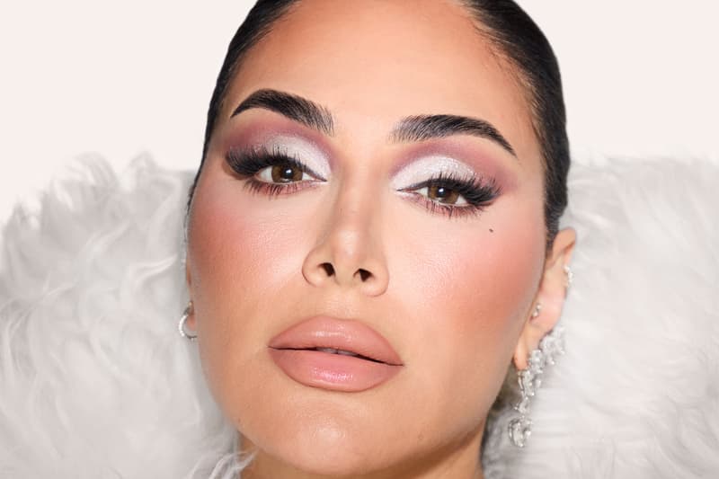 huda kattan with a full face of makeup, ube birthday cake collection setting powder, filipino-inspired beauty