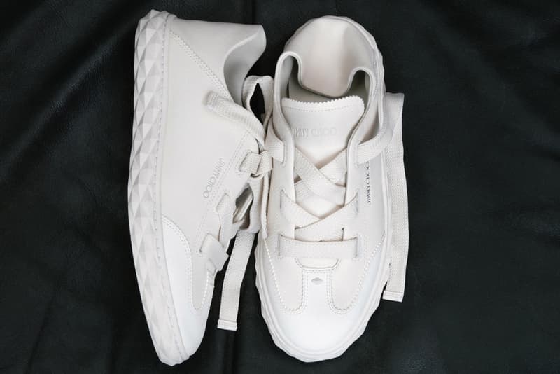 jimmy choo sneakers trainers diamond shape white silver leopard print red leather