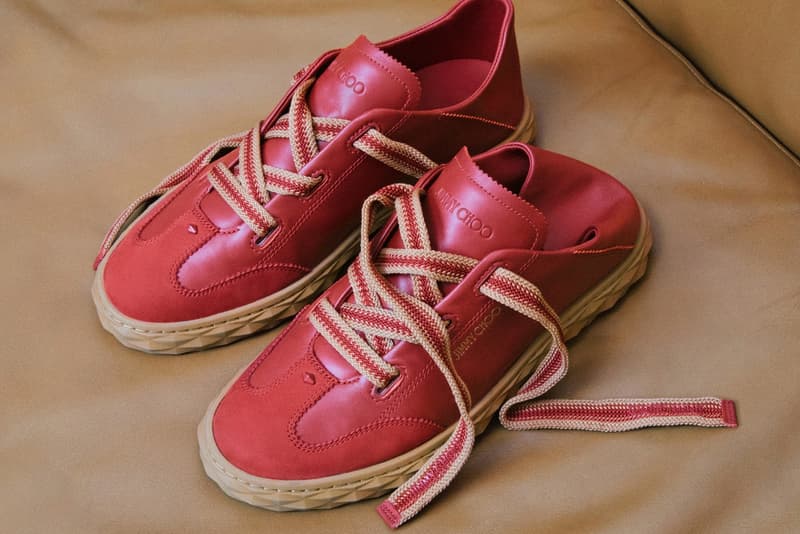 jimmy choo sneakers trainers diamond shape white silver leopard print red leather