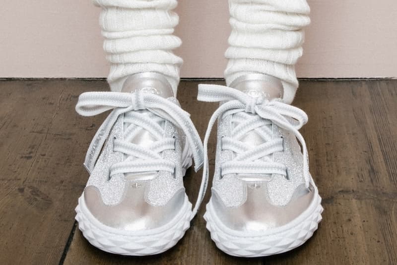 jimmy choo sneakers trainers diamond shape white silver leopard print red leather