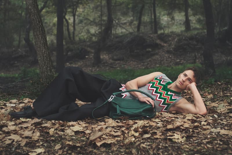 loewe taylor russell printed floral dress woodland nature scene