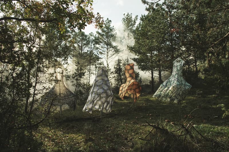 loewe taylor russell printed floral dress woodland nature scene