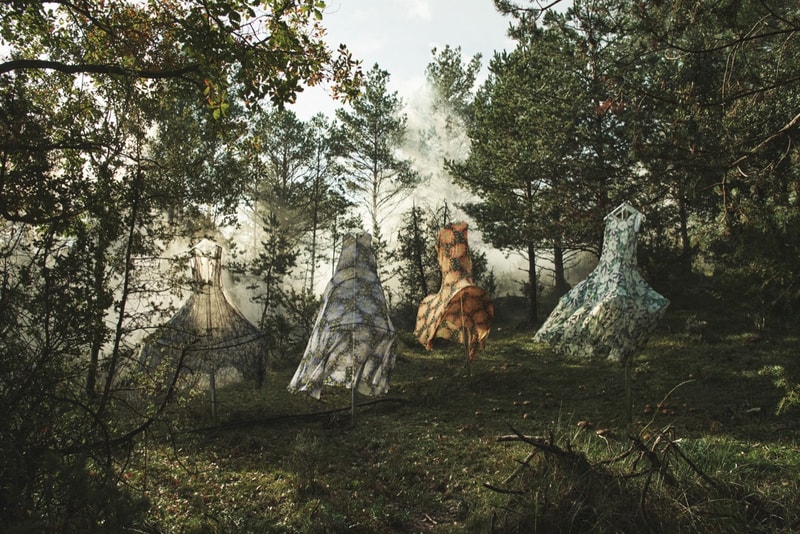 loewe taylor russell printed floral dress woodland nature scene