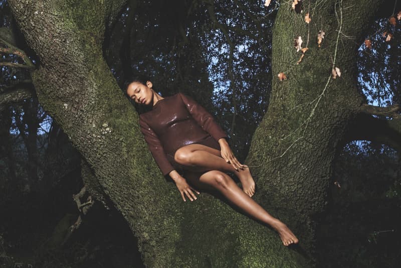 loewe taylor russell printed floral dress woodland nature scene